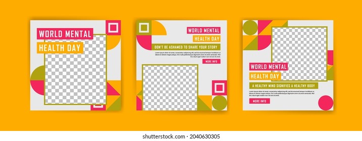 Social media post template for World Mental Health Day. Campaigning for the importance of maintaining mental health.