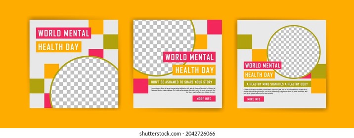 Social media post template for World Mental Health Day. Campaigning for the importance of maintaining mental health.