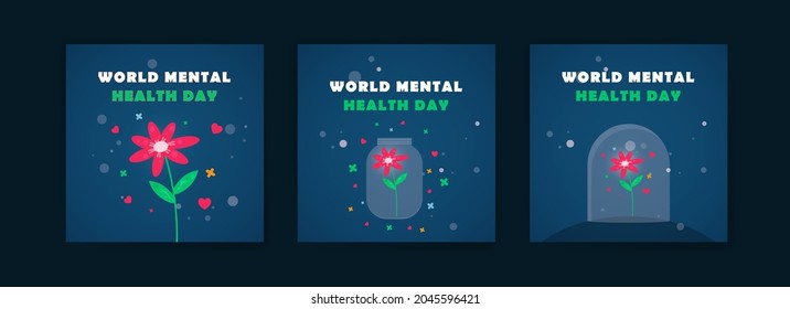 Social media post template for World Mental Health Day. Campaigning for the importance of maintaining mental health.