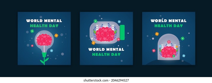 Social media post template for World Mental Health Day. Campaigning for the importance of maintaining mental health.
