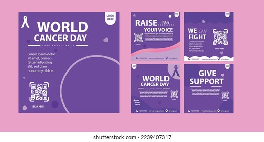 social media post template world cancer day to commemorate world cancer day on february 4th with vector eps 10 format