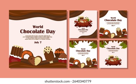 Social Media Post Template for World Chocolate Day with Flat design style