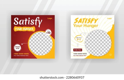 Social media post templates, 2 design in one vector template.