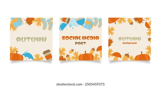 Social media post templates with autumn background.
