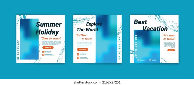 Social media post templates for best travel destinations in summer vacation