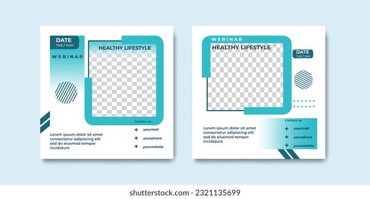 Social media post templates, blue color concept. Suitable for health webinars, health poster, business webinar, online classes and other online seminars.	