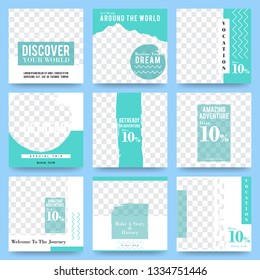 Social Media Post Templates Bundle With Minimal Design For Trip Or Travel Business