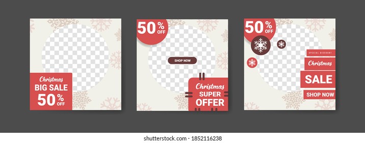 Social media post templates for digital marketing and sales promotion on christmas and new year. fashion advertising. Offer social media banners. vector photo frame mockup illustration