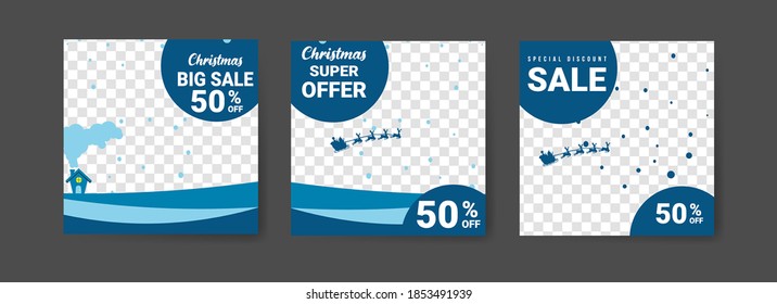 Social media post templates for digital marketing and sales promotion on christmas and new year. fashion advertising. Offer social media banners. vector photo frame mockup illustration