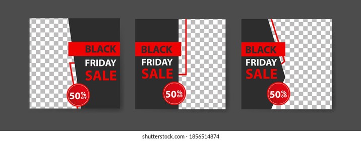 Social media post templates for digital marketing and sales promotion on black friday. fashion advertising. Offer social media banners. vector photo frame mockup illustration