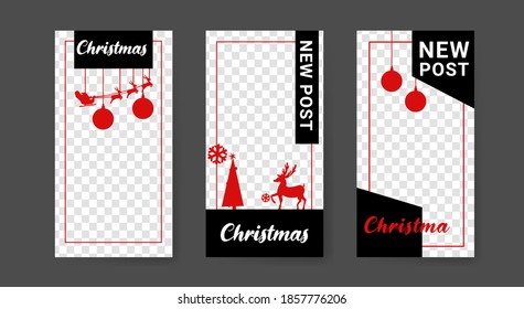 Social Media-Post-Vorlagen für digitales Marketing und Verkaufsförderung auf Weihnachten und im neuen Jahr. Modewerbung. Bieten Sie Banner für soziale Medien an. Vektorbild-Mount-Abbildung