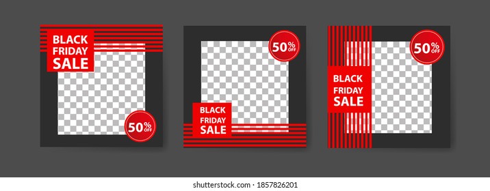 Social media post templates for digital marketing and sales promotion on black friday. fashion advertising. Offer social media banners. vector photo frame mockup illustration
