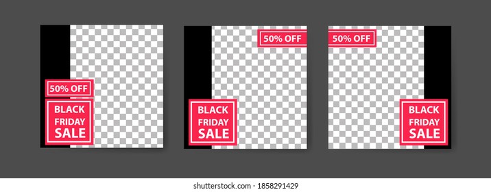 Social media post templates for digital marketing and sales promotion on black friday. fashion advertising. Offer social media banners. vector photo frame mockup illustration