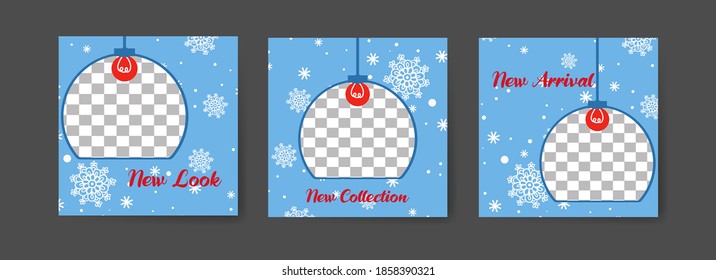Social media post templates for digital marketing and sales promotion on christmas, black friday and new year. fashion advertising. Offer social media banners. vector photo frame mockup illustration