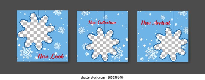 Social media post templates for digital marketing and sales promotion on christmas, black friday and new year. fashion advertising. Offer social media banners. vector photo frame mockup illustration