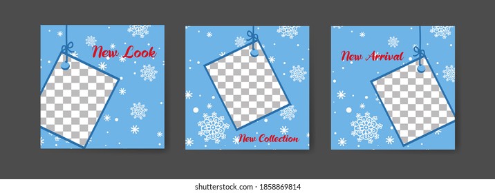 Plantillas de publicaciones en medios sociales para marketing digital y promoción de ventas sobre navidad, viernes negro y año nuevo. publicidad de moda. Ofrecer banners de medios sociales. ilustración de paro de fotograma vectorial