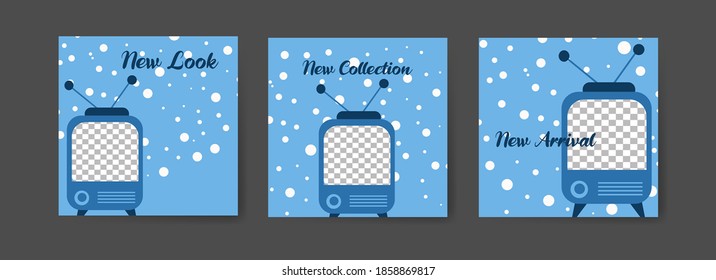 Plantillas de publicaciones en medios sociales para marketing digital y promoción de ventas sobre navidad, viernes negro y año nuevo. publicidad de moda. Ofrecer banners de medios sociales. ilustración de paro de fotograma vectorial