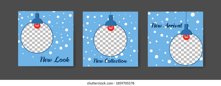 Social media post templates for digital marketing and sales promotion on christmas, black friday and new year. fashion advertising. Offer social media banners. vector photo frame mockup illustration