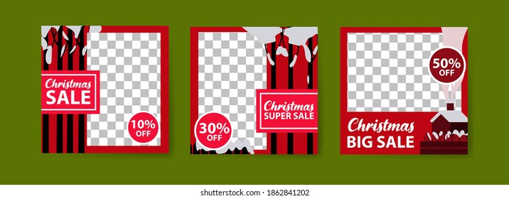 Social media post templates for digital marketing and sales promotion on christmas, black friday and new year. fashion advertising. Offer social media banners. vector photo frame mockup illustration