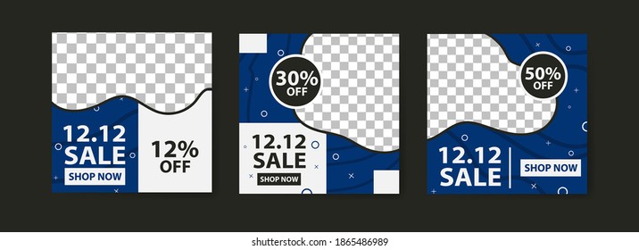 Social media post templates for digital marketing and fashion advertising. Offer social media banners. vector photo frame mockup illustration