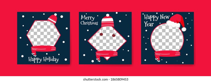 Social media post templates for digital marketing and sales promotion on christmas, black friday and new year. fashion advertising. Offer social media banners. vector photo frame mockup illustration