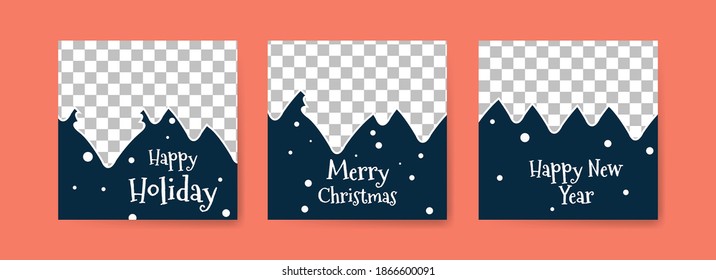Plantillas de publicaciones en medios sociales para marketing digital y promoción de ventas sobre navidad, viernes negro y año nuevo. publicidad de moda. Ofrecer banners de medios sociales. ilustración de paro de fotograma vectorial