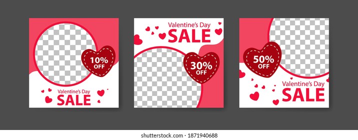 Social media post templates for digital marketing and sales promotion on Valentine's Day. fashion advertising. Offer social media banners. vector photo frame mockup illustration