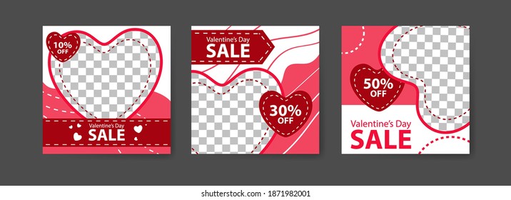 Social media post templates for digital marketing and sales promotion on Valentine's Day. fashion advertising. Offer social media banners. vector photo frame mockup illustration