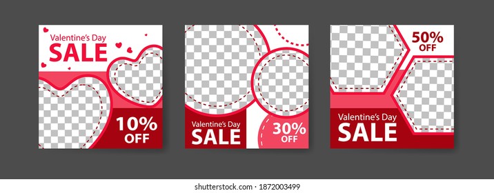 Social media post templates for digital marketing and sales promotion on Valentine's Day. fashion advertising. Offer social media banners. vector photo frame mockup illustration