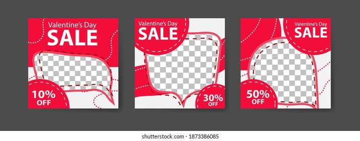 Social media post templates for digital marketing and sales promotion on Valentine's Day. fashion advertising. Offer social media banners. vector photo frame mockup illustration
