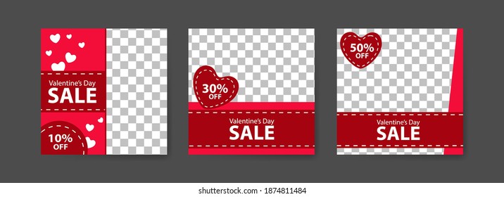 Social media post templates for digital marketing and sales promotion on Valentine's Day. fashion advertising. Offer social media banners. vector photo frame mockup illustration