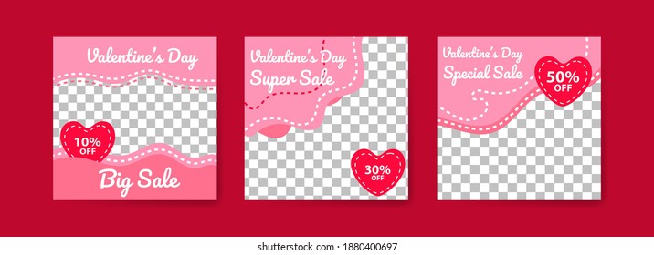 Social media post templates for digital marketing and sales promotion on Valentine's Day. fashion advertising. Offer social media banners. vector photo frame mockup illustration