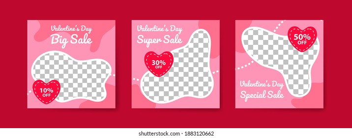 Social media post templates for digital marketing and sales promotion on Valentine's Day. fashion advertising. Offer social media banners. vector photo frame mockup illustration
