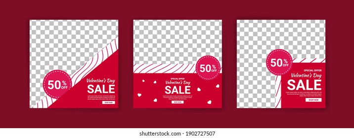 Social media post templates for digital marketing and sales promotion on Valentine's Day. fashion advertising. Offer social media banners. vector photo frame mockup illustration