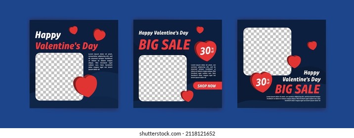 Social media post templates for digital marketing and sales promotion on Valentine's Day. fashion advertising. Offer social media banners. vector photo frame mockup illustration