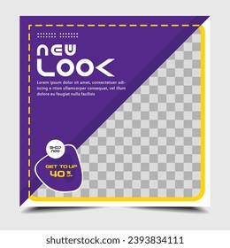 social media post templates For digital marketing and food promotion, advertising, social media banners. vector photo frame mockup illustration