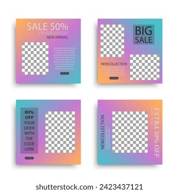 social media post templates For digital marketing and food promotion, advertising, social media banners. vector photo frame mockup illustration