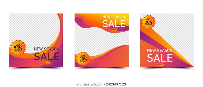 social media post templates For digital marketing and food promotion, advertising, social media banners. vector photo frame mockup illustration