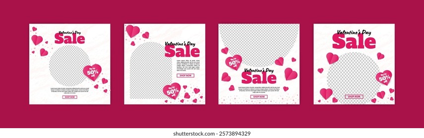 Social media post templates for digital marketing and sales promotion on Valentine's Day. fashion advertising. Offer social media banners. vector photo frame mockup illustration