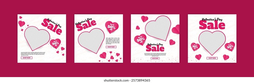 Social media post templates for digital marketing and sales promotion on Valentine's Day. fashion advertising. Offer social media banners. vector photo frame mockup illustration