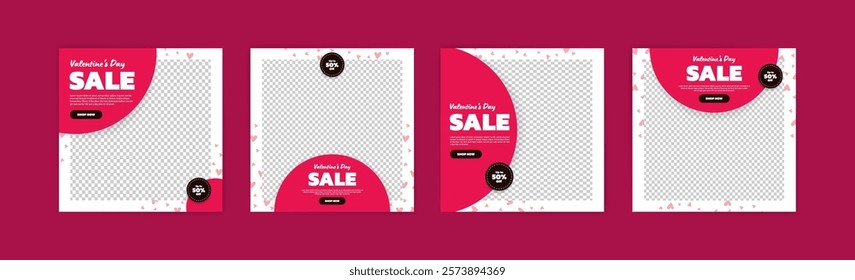 Social media post templates for digital marketing and sales promotion on Valentine's Day. fashion advertising. Offer social media banners. vector photo frame mockup illustration