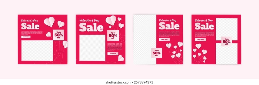 Social media post templates for digital marketing and sales promotion on Valentine's Day. fashion advertising. Offer social media banners. vector photo frame mockup illustration