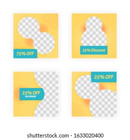 social media post templates for discounts, sales and offers. online media content promotions and marketing element. Square photo template for online ads, print flyer, brochures, cards, online ads