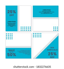 social media post templates for discounts, sales and offers. online media content promotions and marketing element. Square photo template for online ads, print flyer, brochures, cards, online ads