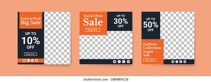 Social Media Post Templates For Fashion Week. Social Media Post Template For Digital Marketing And Sale Promo. Fashion Advertising. Social Media Banner Offer.