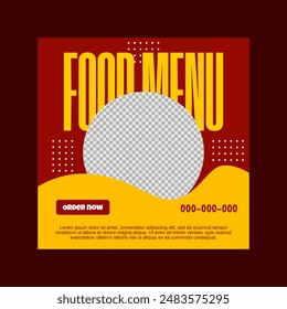 social media post templates. A food menu template with yellow and red colors.  