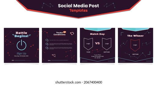 Social Media Post Templates. Game Themes And Glitch Effects. Suitable For Posting Competition Information In Your Social Media And Web Posts.