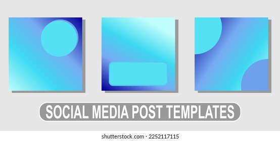 Social Media Post Templates with gradient blue vector design