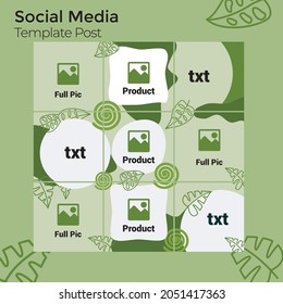 Social media post, templates for social media management, plant and nature theme template