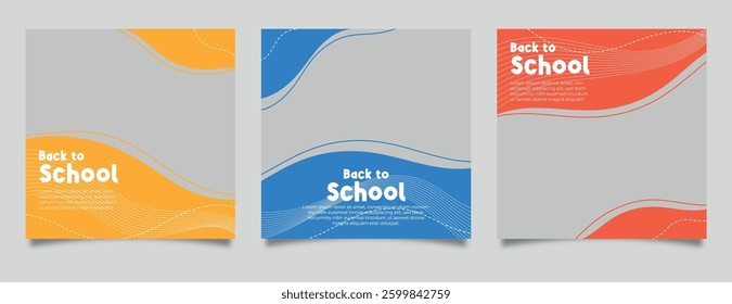 Social media post templates for new student admission. Digital marketing vector set. Social media layouts, poster and banner designs. Editable social media post templates.